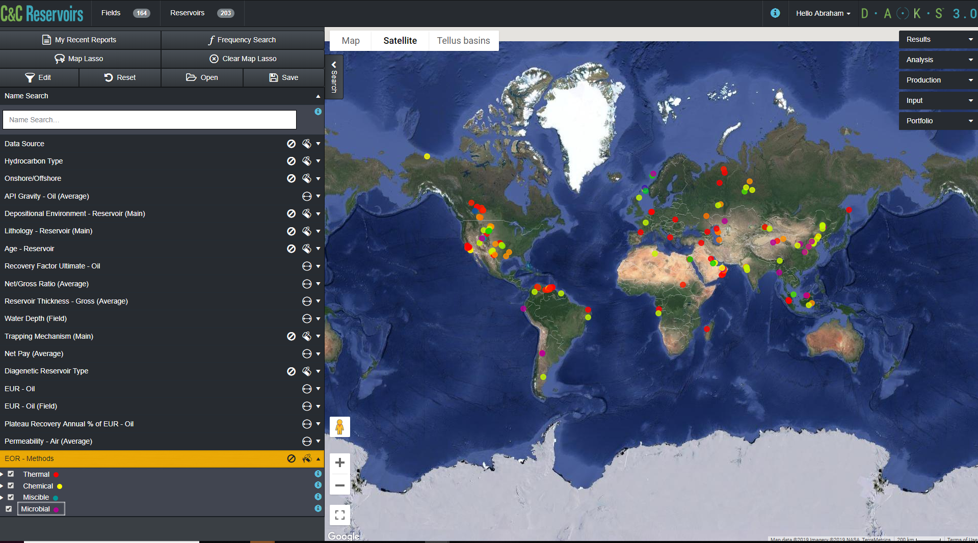 Global EOR Fields DAKS 3.0 User Interface