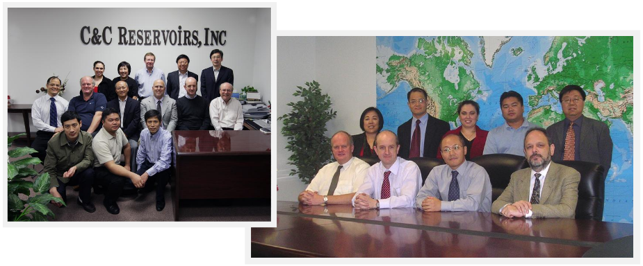 Collage of C&C Reservoirs staff from the UK, US, and China