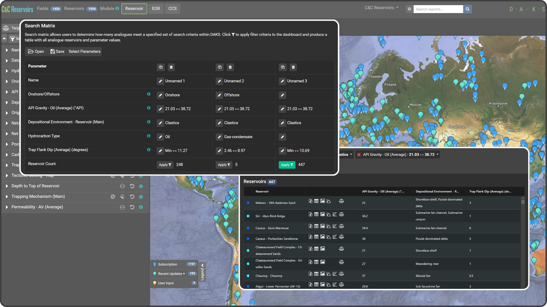 New DAKS Analogue Search Matrix tool with search results